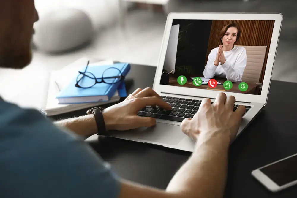 An telehealth therapy session