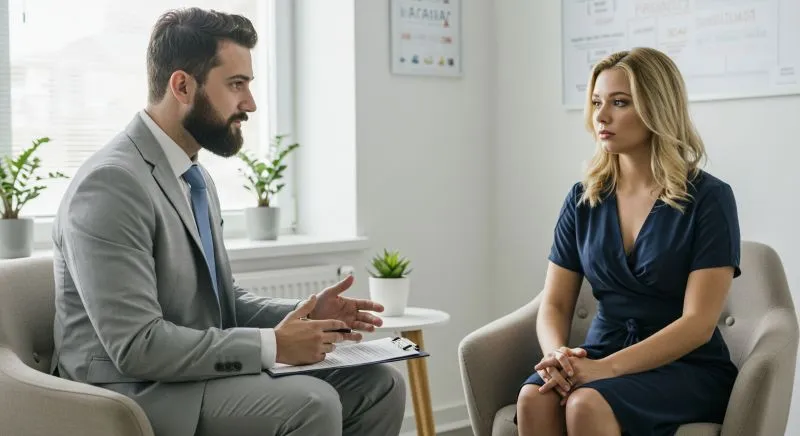 Therapist discussing delusional disorder vs paranoid personality disorder with a patient.